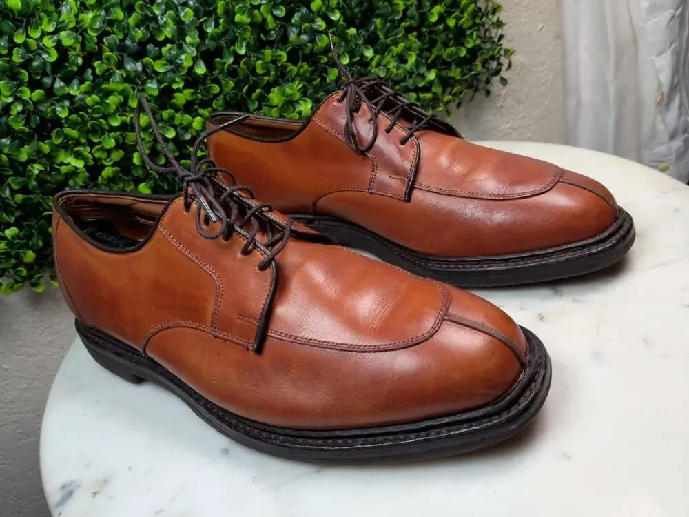 Allen EdmondsBrown Leather Split Toe Derby Shoes Vibram Sole Men's US 9 D